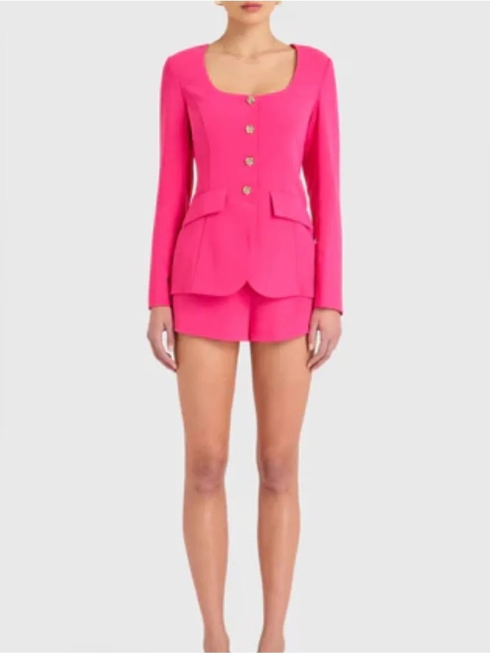 Amanda Uprichard Hot Pink Long-Sleeve Romper Blazer